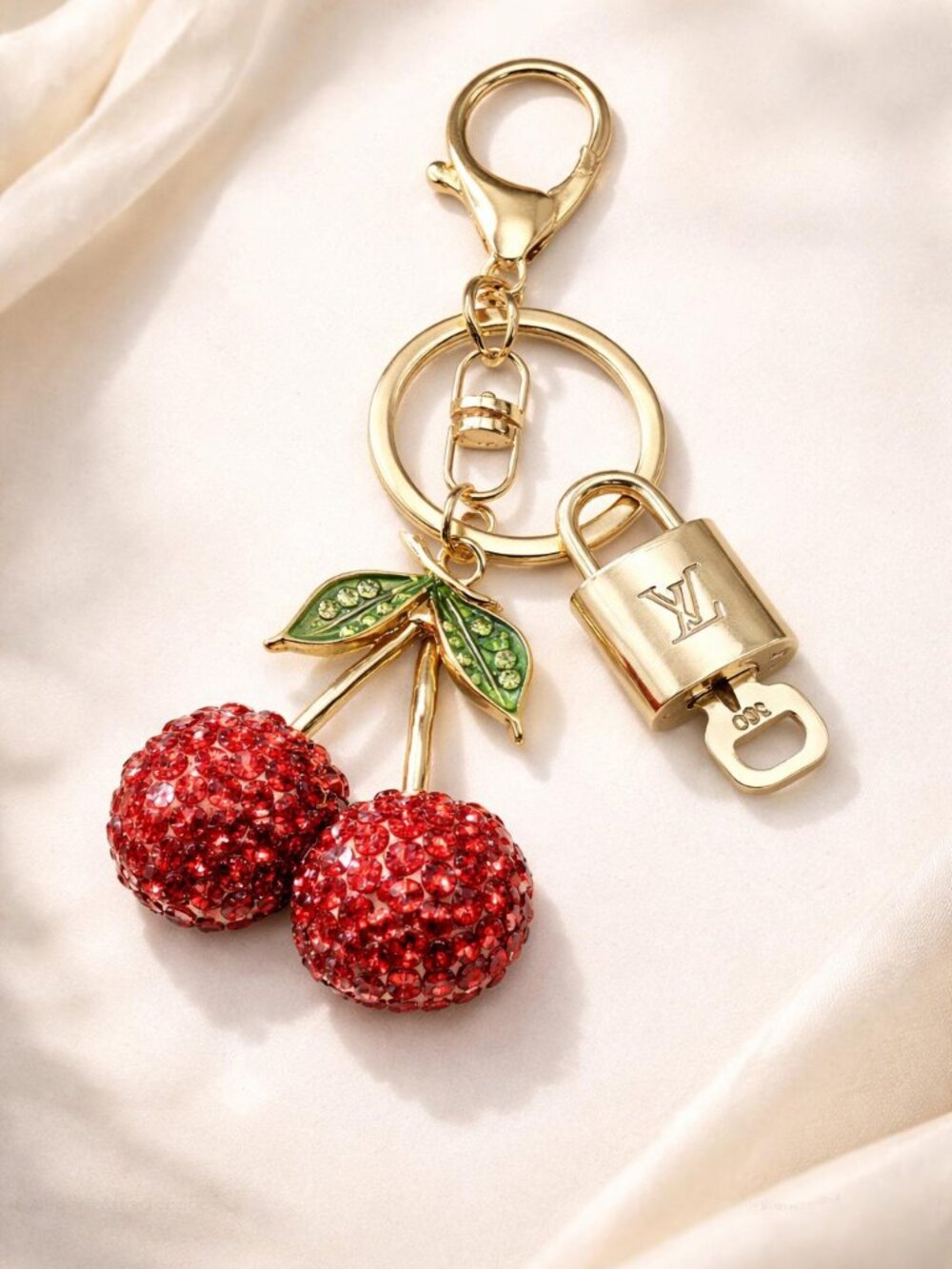 Authentic Louis Vuitton Gold Lock & Key ✨ Unbranded Apple Bag Charm Keychain